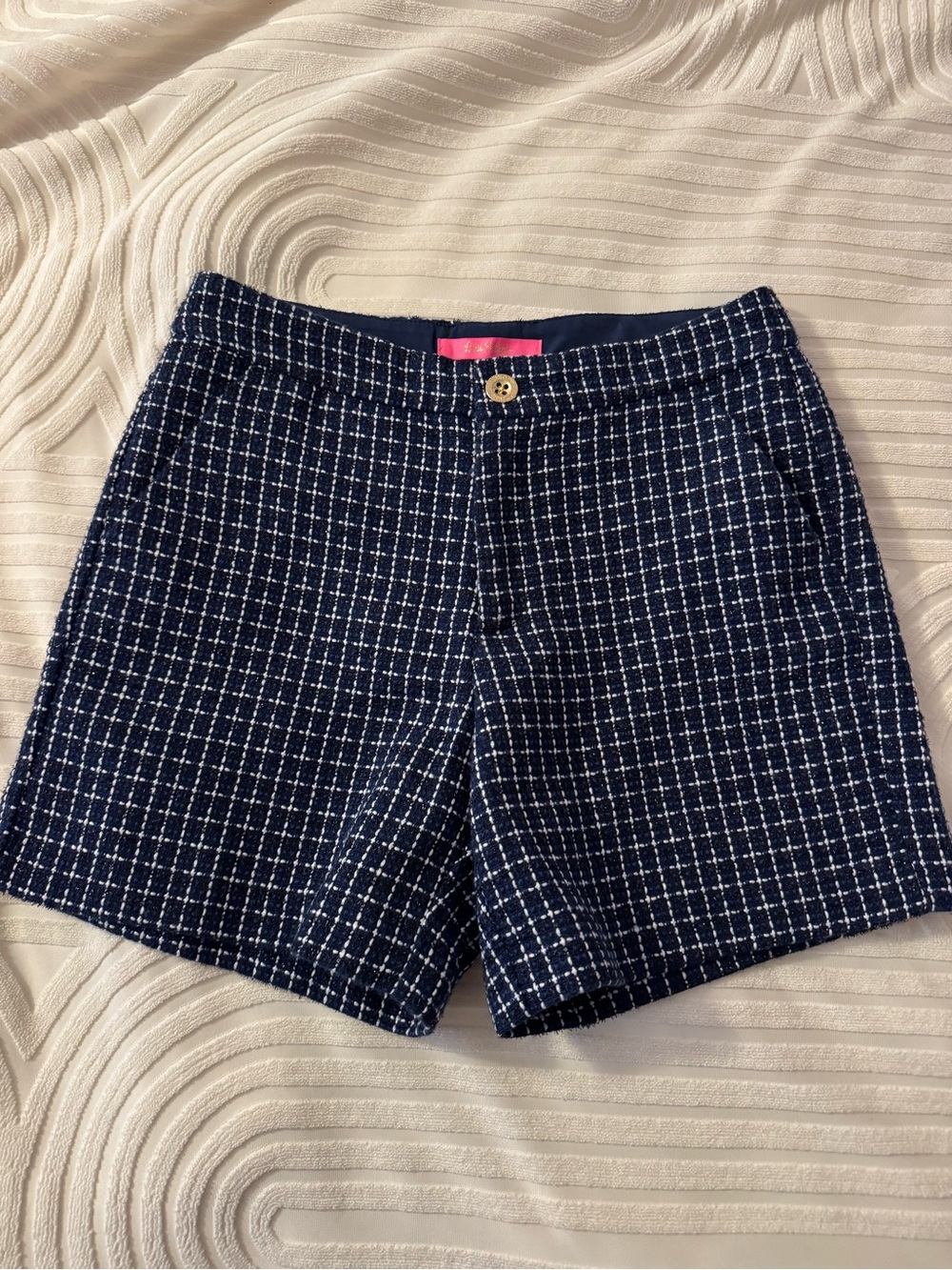 Lilly Pulitzer Gretchen High Rise Shorts Navy White Check NWT Size 2
